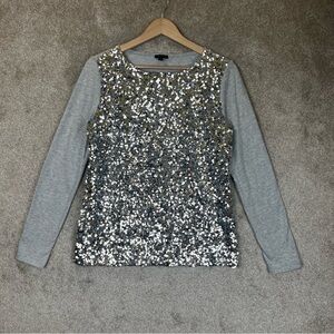 Talbots Shirt Womens Small Sequin Long Sleeve Crewneck Pullover Sparkle- 3757